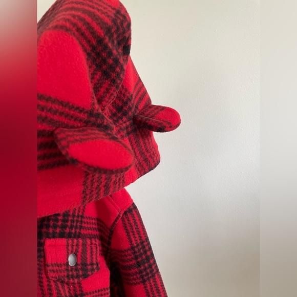 Old Navy Red & Black Plaid Snap Button Hooded Jacket Baby Girl 18-24 Months - Picture 12 of 13